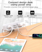 Desk Clamp Power Strip, 65W 10ft Extension Cord- 2 Outlets Desktop Power Strip - Image 2