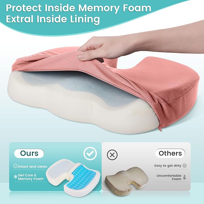 Office Chair Seat Cushion, Cooling Gel Enhanced Memory Foam Cushion - Image 4