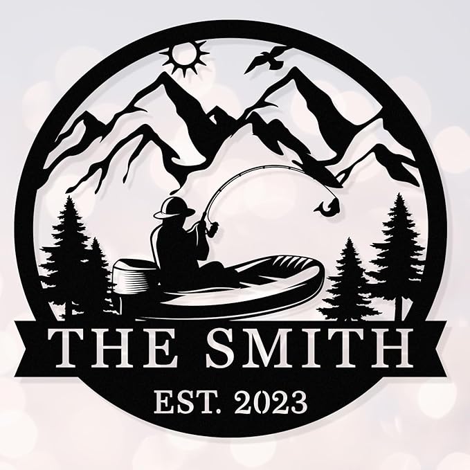 Custom Metal Outdoor Name Sign, Custom Fishing Metal Sign, Personalized Fishing by HYTSIGN