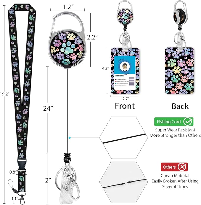 Puppy Dog Paw Lanyards for Id Badges, Cute Retractable ID Badge Holder - Image 6