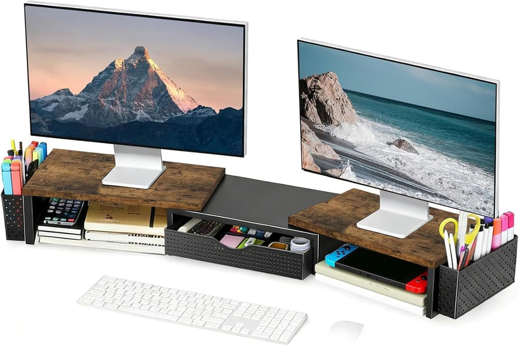 Spacrea Metal Desk Organizers and Accessories, Dual Monitor Stand Riser