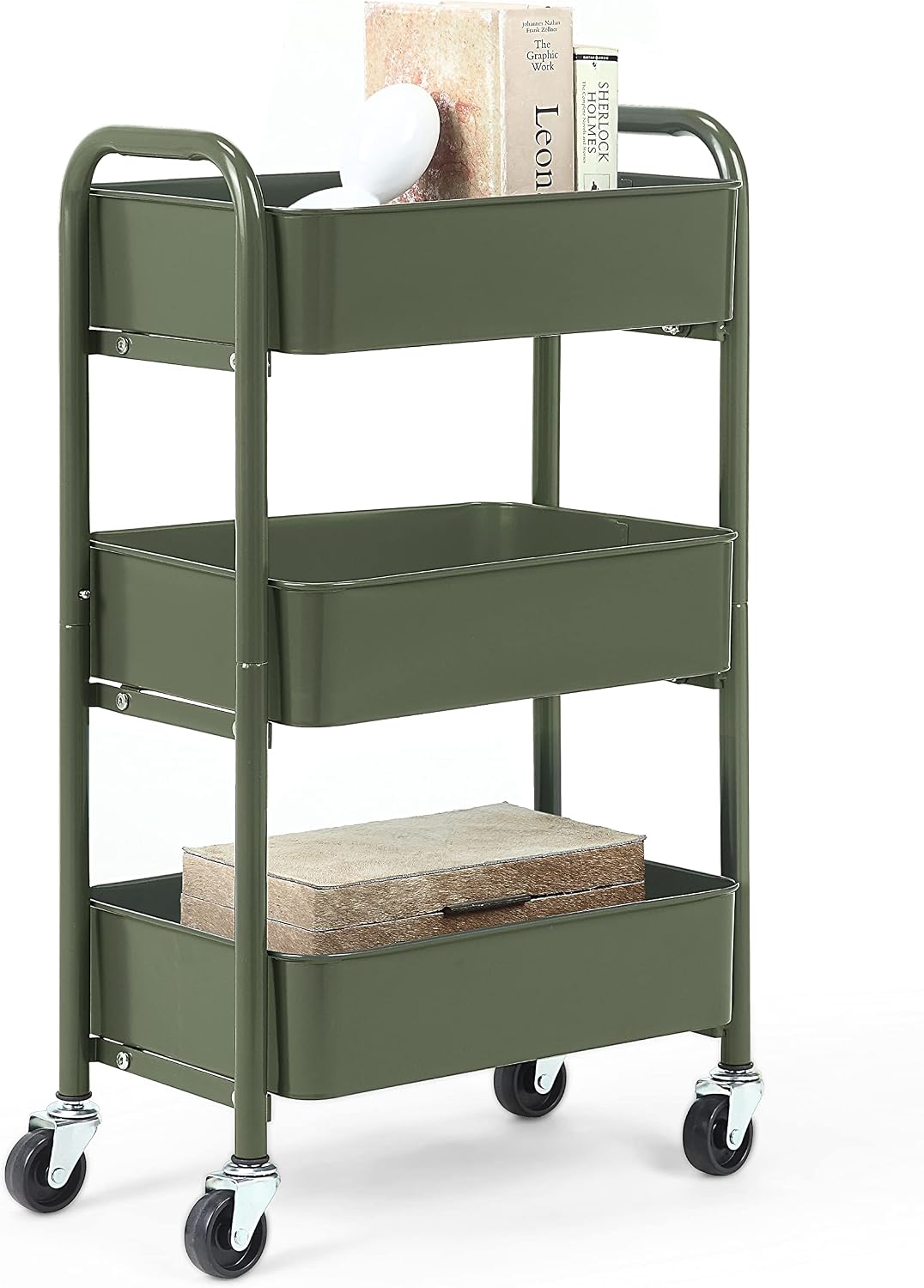 SunnyPoint 3-Tier Delicate Compact Rolling Metal Storage Organizer - Mobile U...