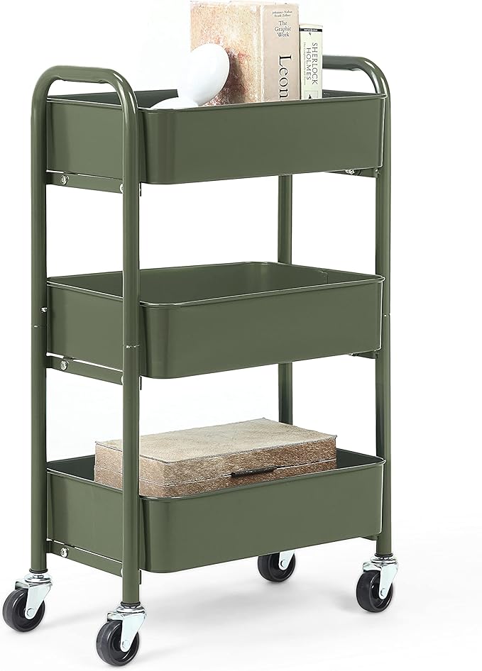 SunnyPoint 3-Tier Delicate Compact Rolling Metal Storage Organizer by SunnyPoint