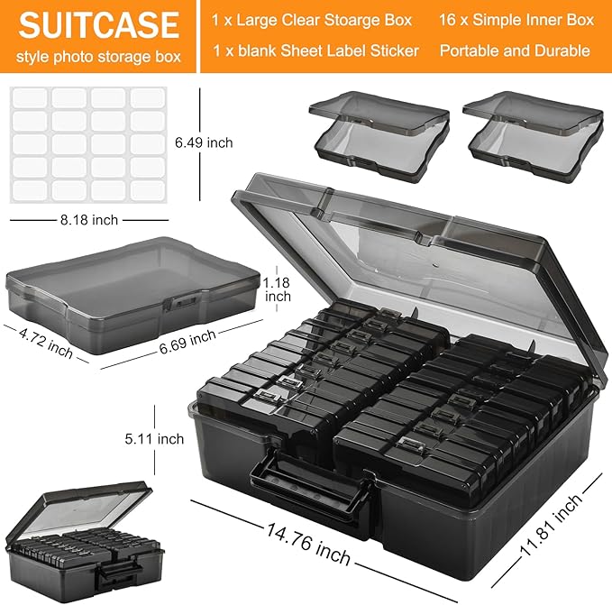 ALINK Photo Storage Box with Handle, Office Supplies - Image 2