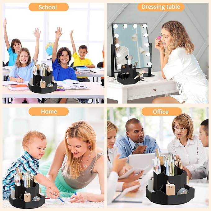 Pencil Pen Holder for Desk, 9 Slots 360 Degree Rotating Desk Organizers - Image 6