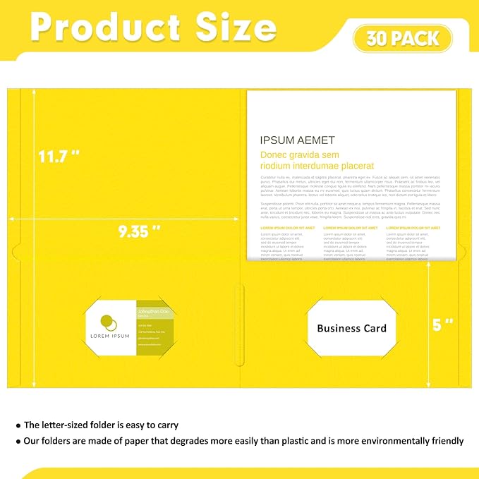 Two Pocket Folders, PANDRI 30 Pack 2 Pocket Folders, Letter Size Paper File - Image 2