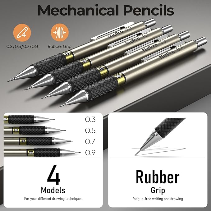 Nicpro 37PCS Gold Art Mechanical Pencil Set - Image 2