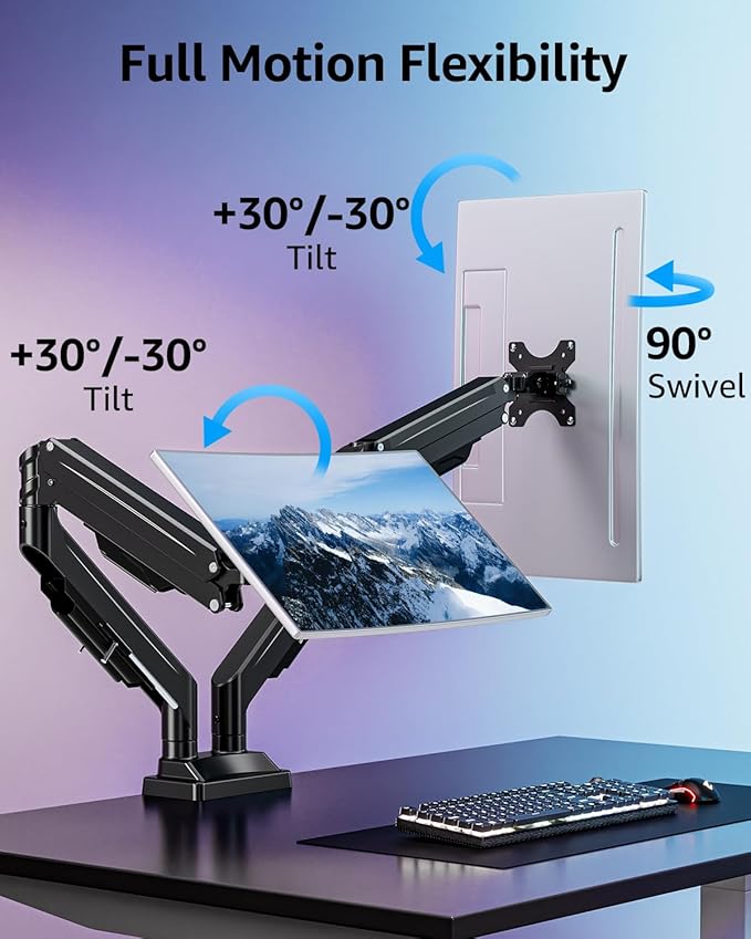 MOUNTUP Dual Monitor Stand for Max 43 inch Screens, Ultrawide Monitor Arm - Image 6