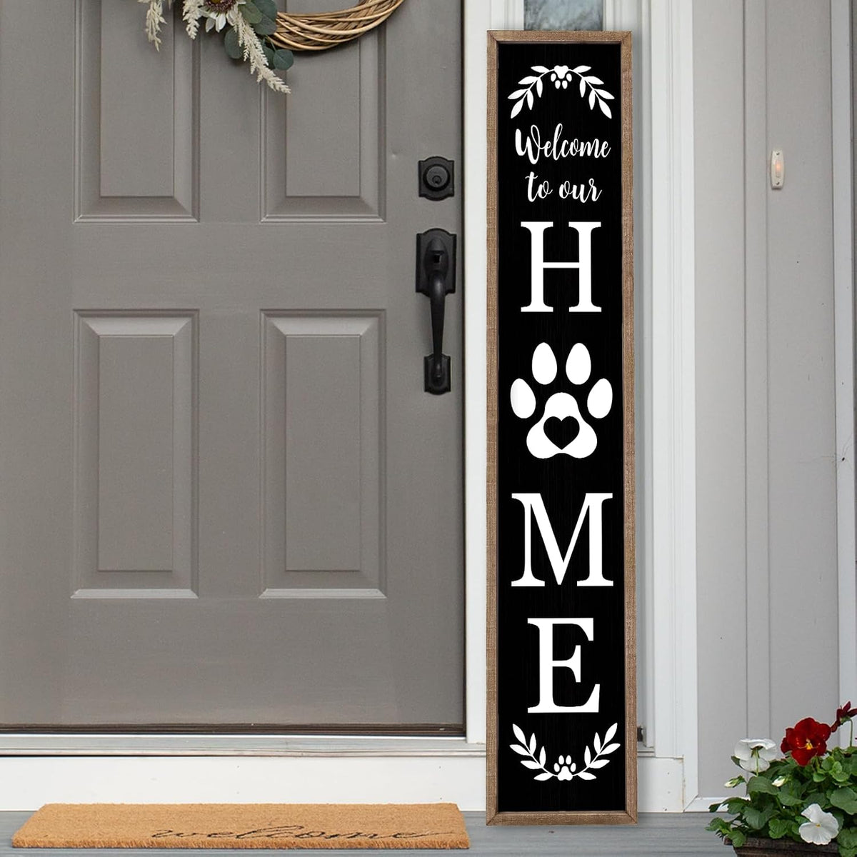 LuZhiQiang Front Porch for Welcome To Our Home Standing Sign 45"X9" Vertical