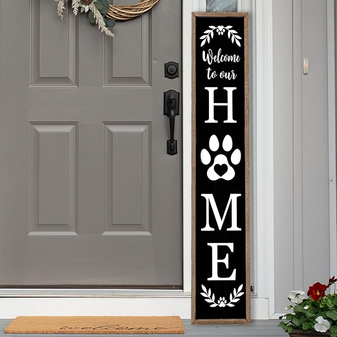 LuZhiQiang Front Porch for Welcome To Our Home Standing Sign 45"X9" Vertical by LuZhiQiang