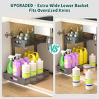 Beleeb Under Sink Organizer, Extra-Wide Upgrade, Height Adjustable Organization - Image 4
