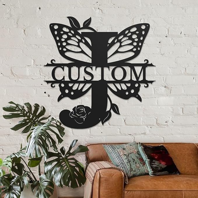 Personalized Custom Letter Name metal Signs, Custom Black Letter Monogram Wall - Image 3