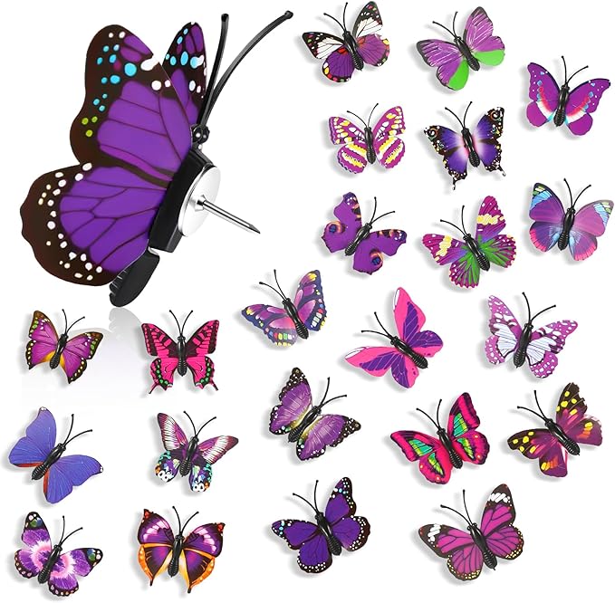 50Packs Purple Butterfly Push Pins Decorative Thumb Tacks Pushpins by GOOZADA