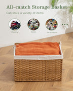 setvson storage basket with lid rattan woven storage, package contents