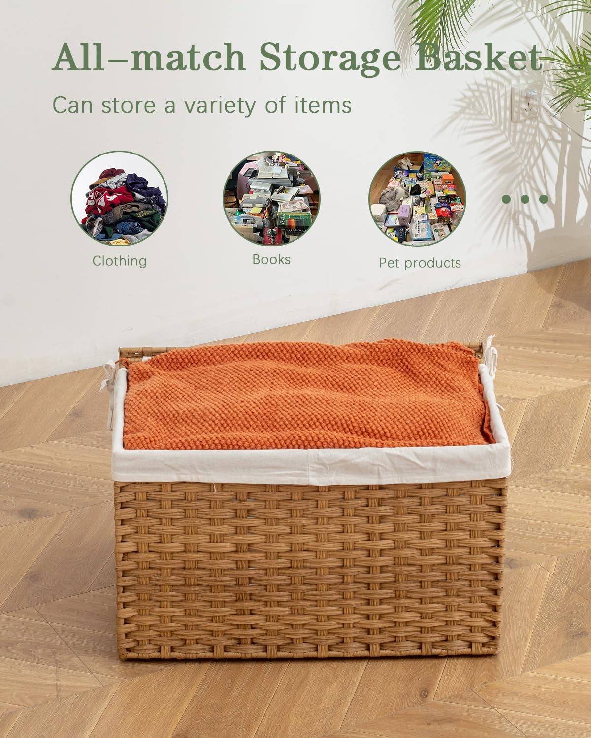 setvson storage basket with lid rattan woven storage, package contents