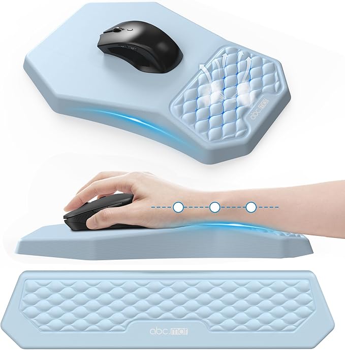 Ergonomic Mouse Pad and Keyboard Wrist Rest Support Set, Massage Design Mousepad by abcmat