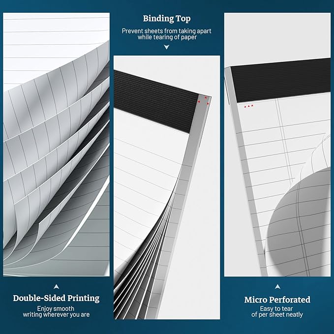 White Legal Pads 8.5 x 11 Notepads, 12 Pack Writing Paper Note Pads 8.5x11 - Image 3