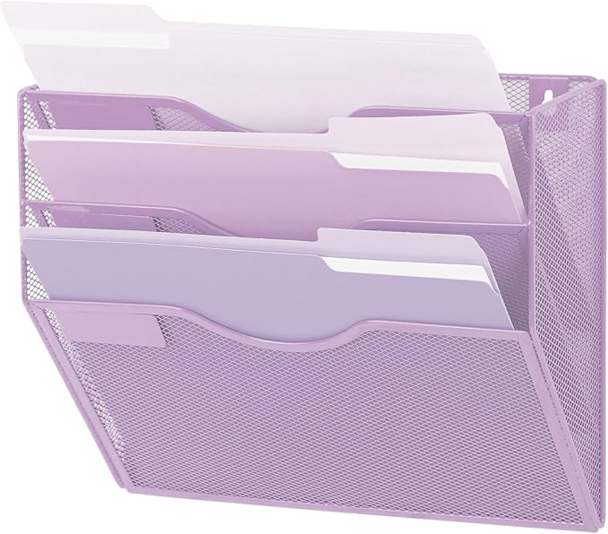 EASEPRES 3 Pocket Mesh Hanging Wall File Organizer, Wall Mounted Mail Paper by EASEPRES