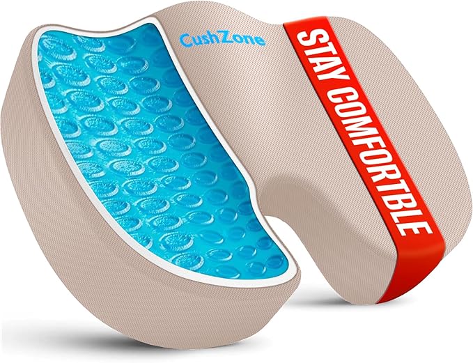 Office Chair Seat Cushion, Cooling Gel Enhanced Memory Foam Cushion by CushZone