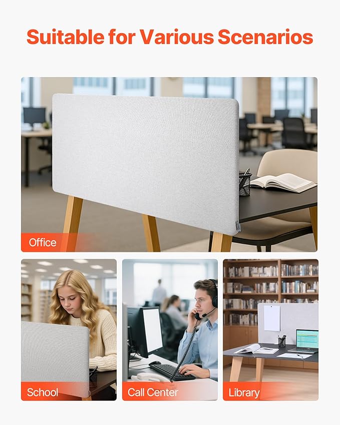 VEVOR Desk Divider Privacy Panel, PET Cubicle Partition Panel, Workstation - Image 6