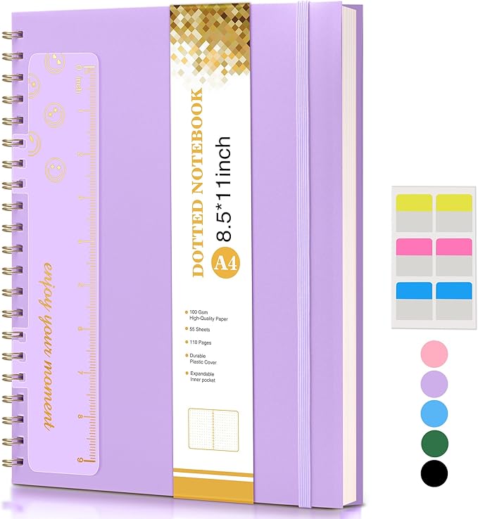 Dotted Notebook, Spiral Notebook Journal 8.5” x 11”, A4 Large Dot Grid Notebooks by UEBZFOCS
