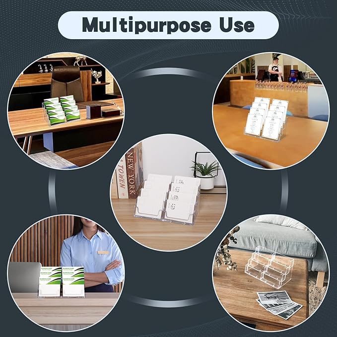 Acrylic Business Card Holder for Desk, 4-Tier Clear Plastic Display Stand - Image 8