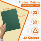 Guakicae 32 Sheets Dark Green Cardstock 8.5 x 11 Certificate Paper, 80lb - Image 2