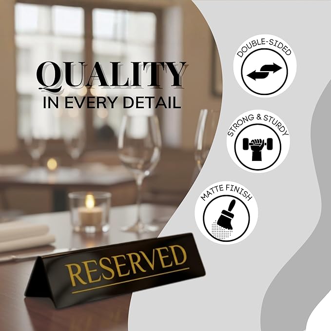 6 Reserved Table Signs – Black Stainless Steel - Image 6