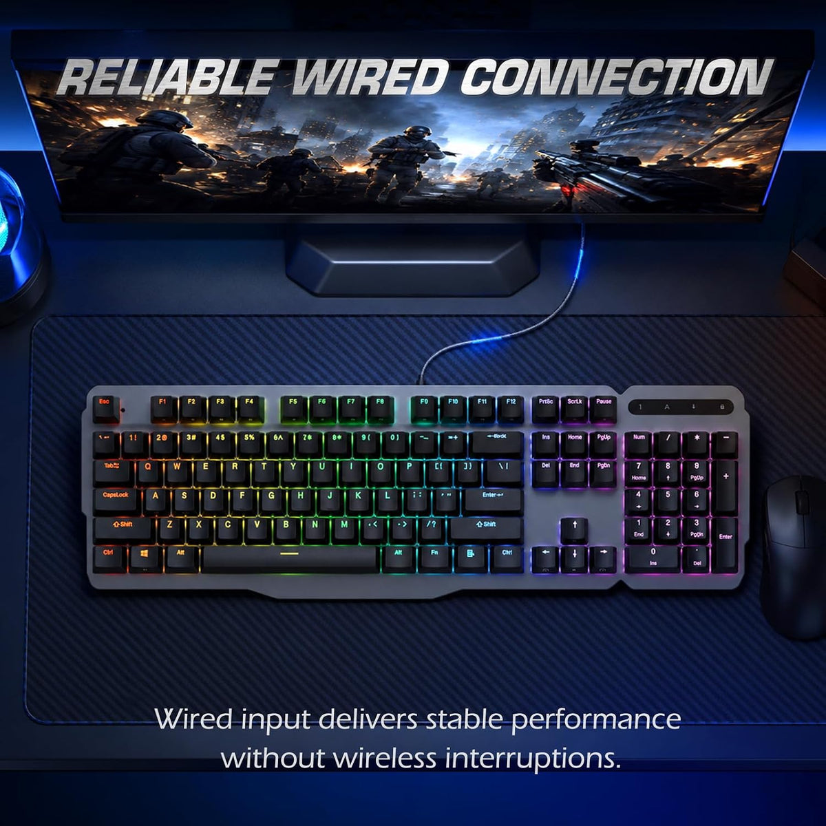 RK952 Wired Mechanical Gaming Keyboard, Full-Size 104 Keys, Aluminum Plate