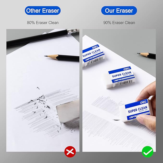 Deli Pencil Erasers, Pencil Eraser, 10 Pack, Erasers - Image 3