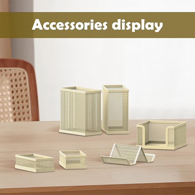 SUPEASY Pen Holder for Desk, 6 Piece Mesh Desk Organizer set for Office - Image 2