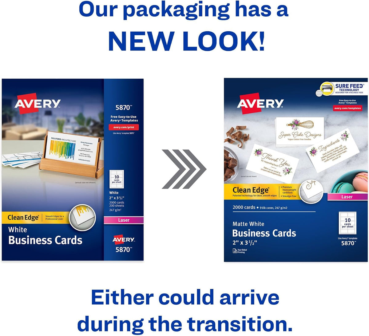 avery clean edge business cards, 2" x 3.5", close-up detail