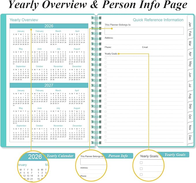 2026 Planner - A5 Weekly & Monthly Planner Spiral Bound, January 2026 - - Image 5