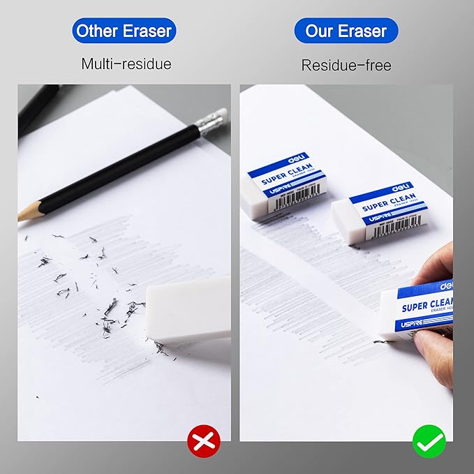 Deli Pencil Erasers, Pencil Eraser, 10 Pack, Erasers - Image 2