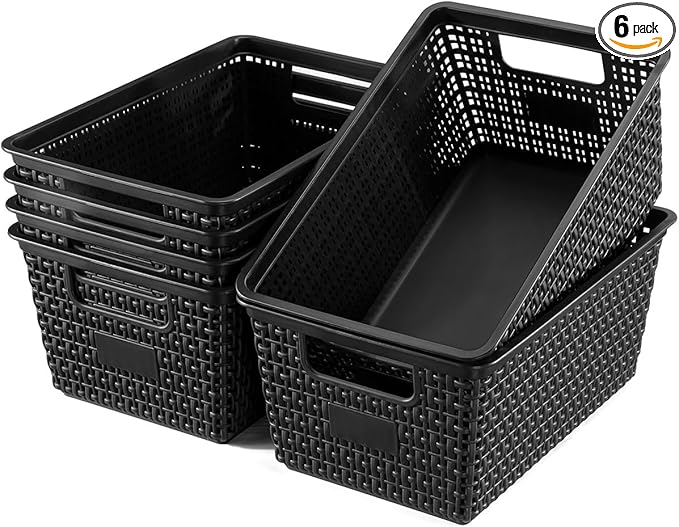 Set of 6 Baskets For Organizing, Plastic Storage Bins and Small Basket for by EasyCozyHomey