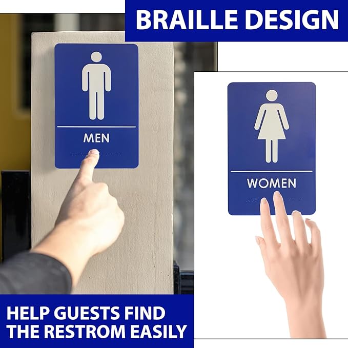 USA Made - Men's and Women's Restroom Signs ADA-Compliant Bathroom Door Signs - Image 6