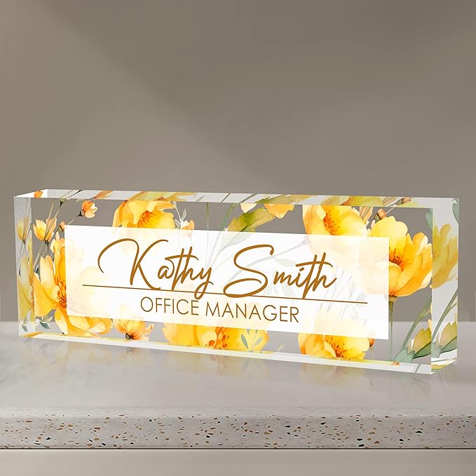 Personalized Name Plate for Desk, Custom Desk Name Plate, Acrylic Name Plate by EOBIBIFUN