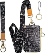 Teacher Lanyards for Id Badges Card and Keys, Math Pattern Funny ID Card Holders by BOLIMOSS