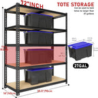72" h heavy duty garage shelving, 2400lbs capacity, close-up detail