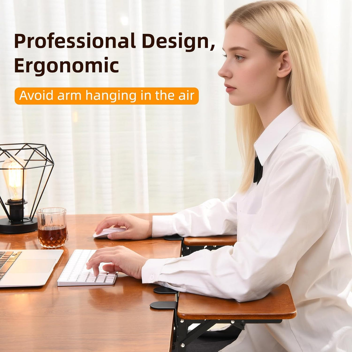 Ergonomic Desk Extender Tray, 8.2"x7.6" Table Mount Arm Wrist Rest ...