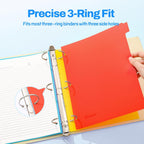 SUNEE 8 Tab Binder Dividers,Plastic Dividers for 3 Ring Binder,3 Ring Binder Dividers with Tabs for School Office Home Supplies,Bright Color, 3 Set