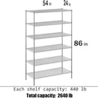 Regal Altair 24" Deep x 54" Wide x 86" Height Wire Shelving Kit | 6-Tier | NSF - Image 3