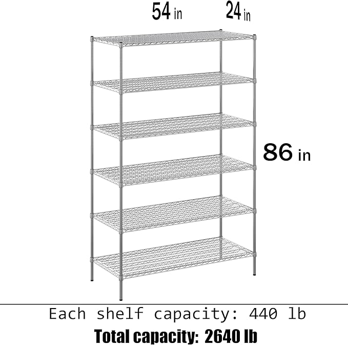 Regal Altair 24" Deep x 54" Wide x 86" Height Wire Shelving Kit | 6-Tier | NSF - Image 3