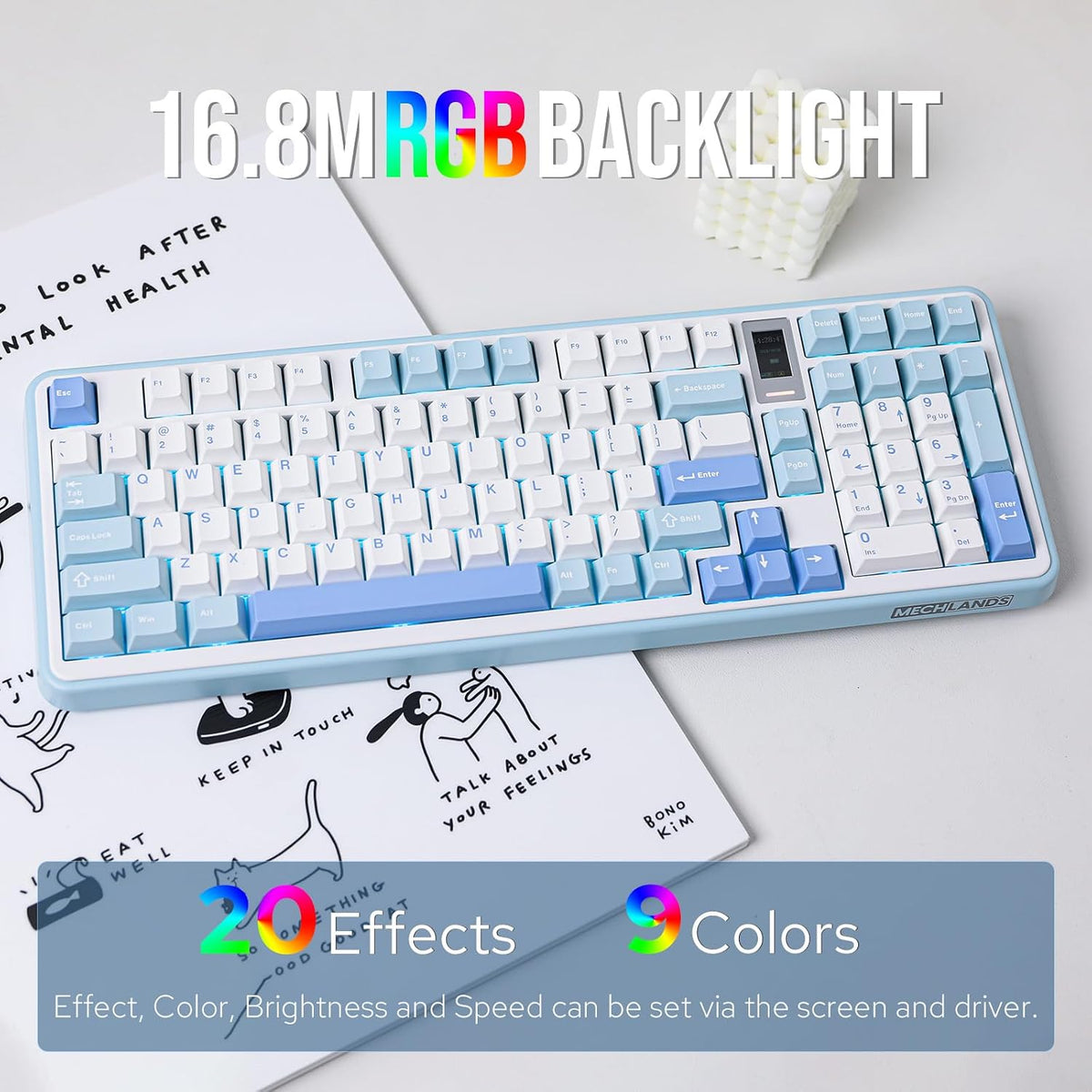 MechLands Vibe99 Wireless Gaming Keyboard with 1.06'' Screen, 96% Hot...