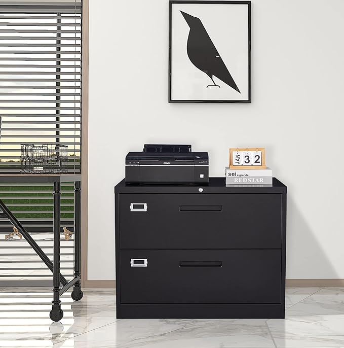 MIIIKO Lateral File Cabinet 2 Drawer, 35.4" Wide Drawers Storage File Cabinet - Image 2