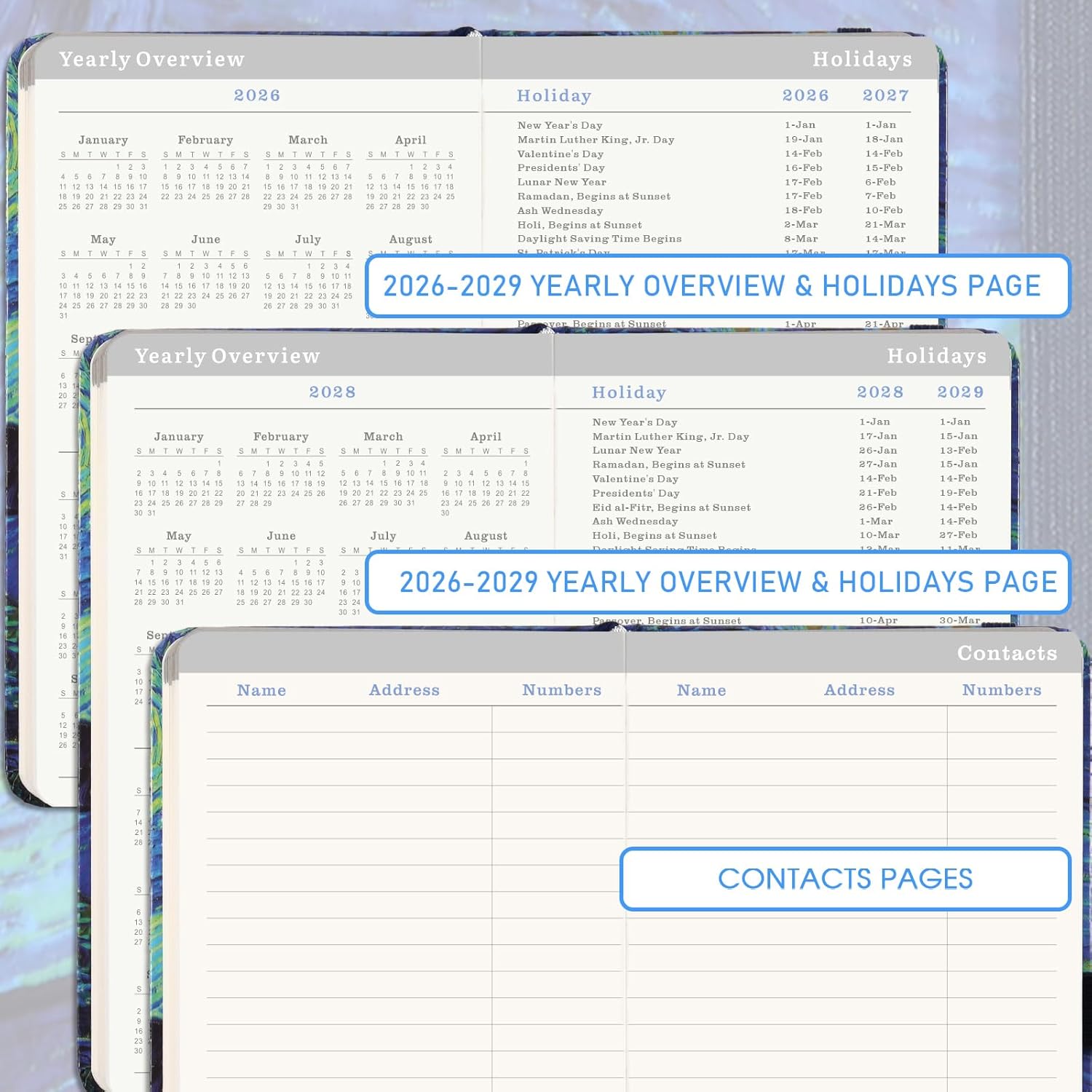 2026-2029 Pocket Planner/Calendar - 3 Year Monthly Planner 2026-2029 from Jul. 2026 - Jun. 2029(36 Months), 3.8" x 6.3", Pen Holder, Inner Pocket and 61 Notes Pages
