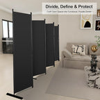 MAYOLIAH 8-Panel Black Room Divider 6ft Tall Folding Privacy Screen Portable - Image 5
