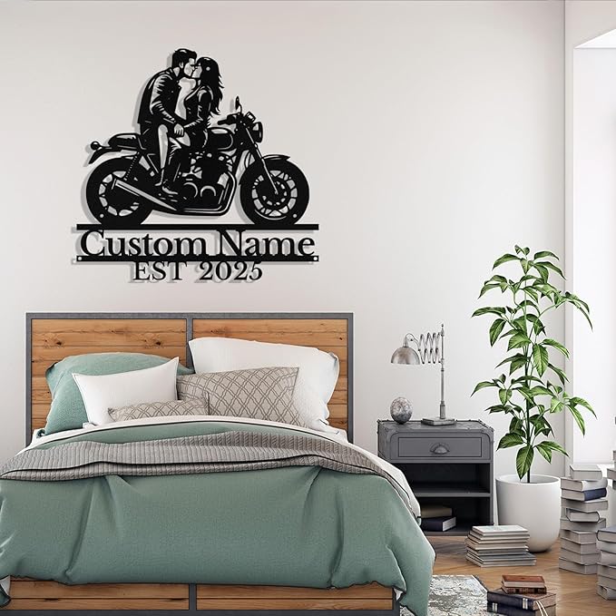 Custom Motorcycle Couple Metal Signs Personalized Biker Couple Name Sign Custom - Image 9