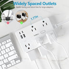 Surge Protector Power Strip 1 FT Flat Extension Cord ，10 AC Outlets & 4 USB - Image 6