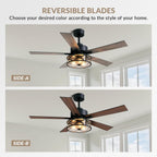 farmhouse ceiling fans with lights and remote control, side view